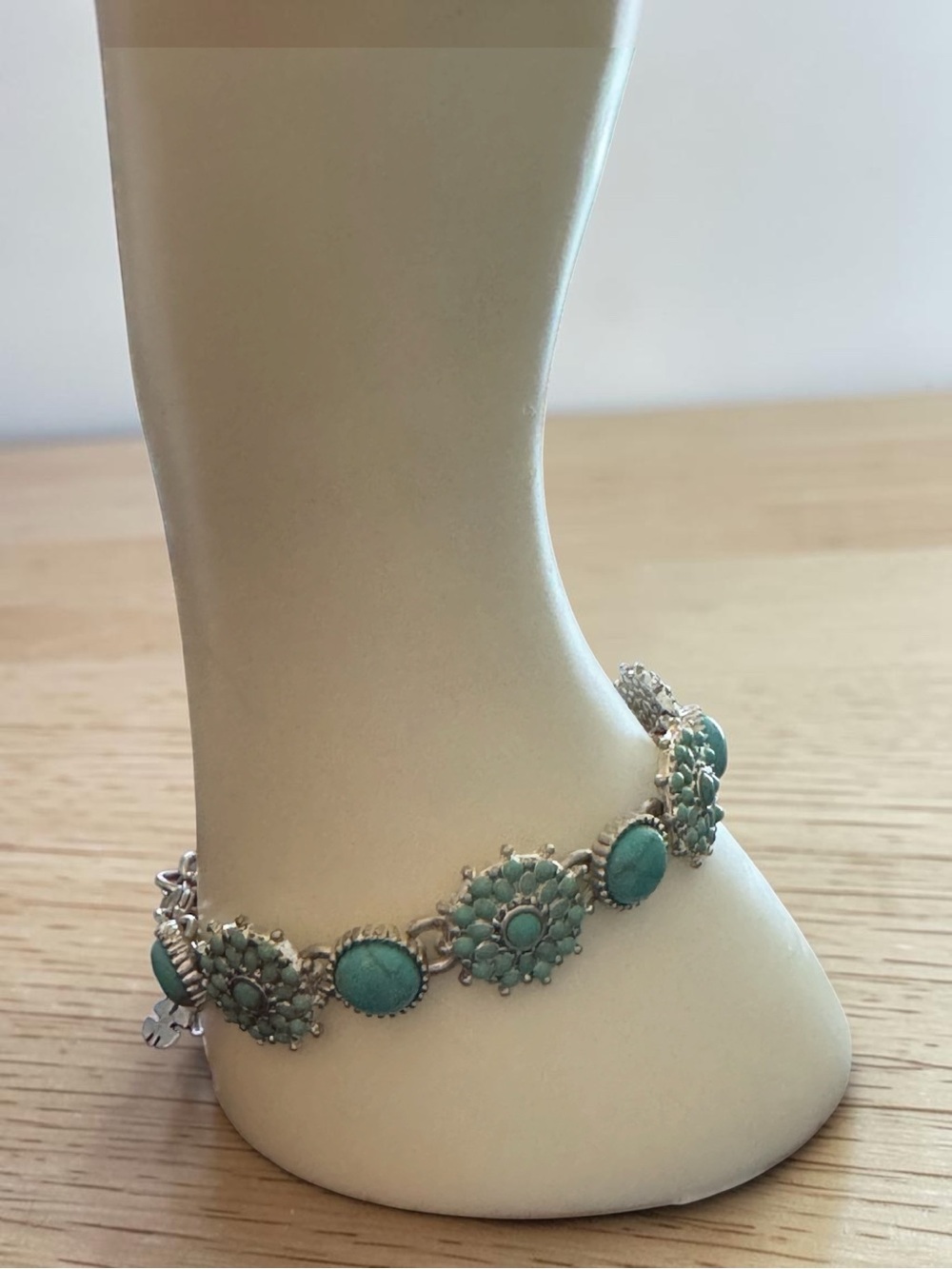 Lucky Brand silver-tone turquoise alternating link bracelet